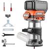 VEVOR Rifilatrice Fresatrice per Legno a Batteria, Fresatrice con Motore Brushless Palmare Compatta Velocità Variabile con Base Fissa, Rifilatrice per Finitura Bordi del Legno, 18V, Guida Parallela