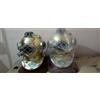 Set di 2 elmetti subacquei in ottone antico Scuba Deep Mark US Navy con suppo...