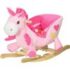 HOMCOM Unicorno a Dondolo con Musica e Cintura in Peluche Età 18-36 Mesi Rosa