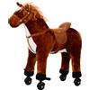 HOMCOM Cavallo a Dondolo con Ruote e Suoni per Bambini da 3+ in Peluche