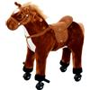 HOMCOM Cavallo a Dondolo in Peluche con Ruote e Suoni per Bambini da 3+