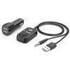Hama Vivavoce Bluetooth per auto con ingresso AUX (con caricatore USB a 2 vie, telefonare wireless e ascoltare musica tramite altoparlante auto, adattatore jack da 3,5 mm, auto audio, Bluetooth 5.1)
