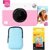 KODAK Printomatic Pacchetto iniziale per macchina fotografica a stampa istantanea a colori + Custodia morbida + Carta fotografica Zink da 20 pezzi - Foto colorate su carta adesiva 2x3 - Rosa