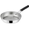 Lagostina Tempra Acciaio Padella Ø 28 cm in Acciaio Inox 18/10 con Fondo Lagotherm e Manico Ergonomico in Silicone, Padella per Induzione, Gas e Forno