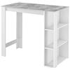 [en.casa] Tavolo Alto da Bar Bancone da Cucina a 3 Ripiani Laterali Penisola Salvaspazio con Scomparti Vani Aperti 120 x 60 x 106 cm - Bianco/Effetto Cemento