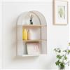 [en.casa] Scaffale da Parete Design Arcuato Traforato Mensola Libreria Pensile Mobile Espositore da Muro per Soggiorno Cucina Camera 53 x 35 x 14 cm Bianco