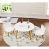 UTEX Set di tavolo e sedie in legno, tavolo da gioco per bambini con 2 sedie, 3 tavolette rotonde da gioco per bambini, ragazze, ragazzi, bianco