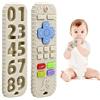 AiTuiTui Dentizione Sollievo Dentiera Giocattoli per Bambini 3-6 12 Mesi Regali, Telecomando in Silicone Giochi Neonato da Bagno per Bambini per 3 6 9 Mesi, Giocattoli Sensoriali di Qualità Alimentare, Beige