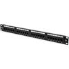DIGITUS Pannello patch - 19 pollici - Cat-6 - 24 porte RJ45 - Non schermato - Pannello patch LSA - Montaggio a rack 1U - Nero