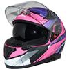 protectWEAR Casco moto integrale con visiera parasole integrata e visiera pieghevole 917-PL-XXL, Rosa Viola