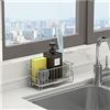 kaileyouxiangongsi Organizer per lavello da cucina, porta spugna con vaschetta di scarico, in acciaio inox 304, per spugne, sapone, cucina, bagno, argento