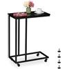 Relaxdays Tavolino da Divano a Forma di C, HLP: 79x60x30 cm, Tavolo Laterale da Salotto e Letto, Ferro e PB, Nero
