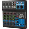 micfuns Mini console audio DJ mixer Sound Board sistema a 5 canali con alimentazione