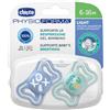 Chicco Physoforma Light Succhietto Silicone Azzurro 2 Pezzi 6-16 Mesi 2 Pezzi