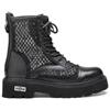 Cult Stivali Combat Donna con Borchie, Nero, Pelle Sintetica, Suola Carrarmato, Chiusura con Lacci e Cerniera, Taglia 39, Stile Rock Militare