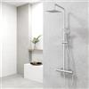 AICA ITALY SRL Colonna Doccia, AICA ITALY, Soffione Doccia Quadrato 20x20cm Acciaio Inox con Rubinetto Termostatico Diametro 40mm, Doccetta 3 getti, Saliscendi Doccia Regolabile 735-1170mm, cromo