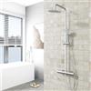 AICA ITALY SRL AICA ITALY, Soffione Doccia da 20cm Acciaio Inox con Rubinetto Termostatico Diametro 40mm, Saliscendi Doccia Regolabile 73-120cm, cromo
