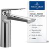 Villeroy & Boch Oasis miscelatore lavabo, senza piletta di scarico - rubinetto lavabo a risparmio idrico con cartuccia in ceramica - miscelatore lavandini - altezza bocca 114 mm - rotondo cromato