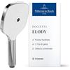Villeroy & Boch Elody soffione doccia, doccetta angolare con tre tipi di getto (laminare, massaggio e vellutato) commutabili tramite pulsante, EasyClean, attacco universale - Cromo