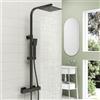 OCEAN ITALY SRL OCEAN ITALY Colonna Doccia con Miscelatore Termostatico 38°C Colonna Doccia con Soffione e Doccetta, Altezza Regolabile Doccia Soffione 20x20cm a Pioggia Anticalcare, Nero