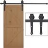HOMCOM 200CM/6.6FT Kit per Porta Scorrevole da 2 m con Binario Marrone