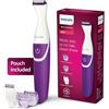 Philips rifinitore zona bikini con 2 pettini e 1 testina di precisione, portatile con custodia BRT383/15