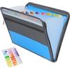 Jesustree Cartella Portadocumenti A4 con 13 Tasche, Cartelle di File Espandibili Borse di File Fisarmonica Porta Documenti con Cerniera e Etichette per Ufficio Scuola e Viaggio (Blu)
