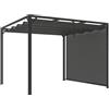 Outsunny Gazebo Pergola 3x3 m con Tenda a Rullo Protettiva, Fori di Drenaggio, Picchetti e Viti, Pergolato da Giardino in Poliestere e Alluminio, per Patio, Terrazzo, Esterno, Grigio Scuro