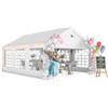 Outsunny Tendone per Feste 4x6 m con Luci LED, Gazebo da Giardino in Acciaio Zincato con Porte a Cerniera, Finestre, Pareti Laterali Rimovibili, Gazebo da Esterno per Matrimoni Eventi Raduni, Bianco
