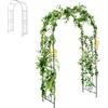 HOMASIS Arco da Giardino, Sostegno per Piante con Tubo in Acciaio Ondulato, Arco per Rose Rampicanti, Decorazioni Giardino per Feste, Matrimoni (120 x 56 x 220 cm)