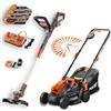 FUXTEC 20V SET Giardino - Decespugliatore a batteria e tagliaerba 33 cm (2x20V) con 3 batterie 2Ah, doppio caricatore - Tagliabordi lame di taglio incluse - Tosaerba regolazione altezza di taglio