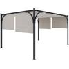 BRICOZONE Pergola Gazebo 3x4 M Struttura in Acciaio Nero con Tetto Scorrevole Retrattile Telo Impermeabile per Giardino Terrazzo Piscina Esterno Campeggio Beige