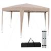 HOMASIS 4 x 3,5 m Tenda Pieghevole Impermeabile, Pop-Up Gazebo da Giardino Esterno, Altezza Regolabile (3 livelli), Padiglione per Campeggio, Festa con Borsa per il Trasporto, Cachi