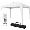 BRICOZONE Gazebo Pieghevole 3x4 Metri Struttura in Acciaio Verniciato Telo Poliestere Idrorepellente Anti UV Sistema a Fisarmonica con Borsa Trasporto e Sacche Zavorra per Giardino Campeggio Bianco