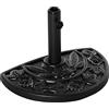 Outsunny Base per Ombrellone Semicircolare con Palo da 35/38/48 mm e Motivi Floreali, Basamento per Ombrellone in Cemento, HDPE e Metallo, Ø50x32x32 cm, Nero