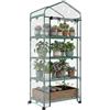 Outsunny Serra da Balcone a 4 Livelli con Porta Avvolgibile e 4 Rotelle, Serra per Orto con Struttura in Acciaio e Copertura PVC, per Orto Verdure Fiori Frutta, 69x50x165 cm, Trasparente