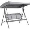 Outsunny Dondolo da Giardino 3 Posti con Tettuccio Parasole Regolabile, Dondolo da Esterno con Seduta Traspirante in Poliestere e Telaio in Acciaio, Portata 200 kg, Anti UV, 175x118x159 cm, Grigio