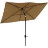 Outsunny Ombrellone da Giardino Rettangolare 3x2 m, Ombrellone da Terrazza con Apertura a Manovella e Inclinabile, per Spiaggia, Balcone e Terrazzo, Caffè