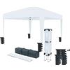 BRICOZONE Gazebo 3 x 3 M Pieghevole Idrorepellente Struttura Acciaio Copertura 160 gr/m² Con 4 Sacche Per Pesi E Sacca Di Trasporto Chiusura A Fisarmonica Da Giardino Campeggio Esterno Fiere (Bianco)