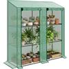 Outsunny Serra da Giardino con Copertura in PE e 6 Mensole a Rete, Serra Addossata da Balcone con 2 Porte Avvolgibili, 143x46x151cm, Verde