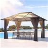 Devoko Gazebo 3 x 4 impermeabile, stabile, in alluminio, gazebo da giardino, con tetto fisso, protezione UV, adatto per scene esterne, grigio