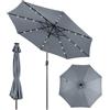 KOMFOTTEU Ombrellone da Giardino 3m, con Luci LED e Manovella, Ombrellone da Balcone Inclinabile Protezione UV, Parasole da Cortile con 8 Osse, per Terrazza, Spiaggia, Piscina (Grigio)