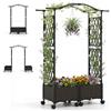 HOMASIS Arco da Giardino con Ruote, 2 in 1 Pergolato da Giardino con Arco per Rampicanti e Fioriera, Sistema di Auto-Irrigazione, Decorazioni da Esterno per Matrimoni (Marrone, 153 x 40 x 147 cm)