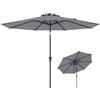 KOMFOTTEU Ombrellone Pieghevole da Giardino 300 cm, Protezione UV, con Manovella, Ombrellone Parasole da Esterno per Terrazza, Balcone, Patio, Mercato, Spiaggia, senza Base, Altezza 235 cm (Grigio)