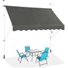 HOMASIS Tende da Sole per Esterno Estensibili, Protezione Solare Regolabile in Altezza, Tenda da Balcone senza Foratura, Tendalino Parasole con Manovella (Grigio, 2,5M)