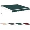 HOMASIS Tenda da Sole per Esterno, 3,6x3M, Tenda Estensibile da Veranda da Giardino, Superficie Impermeabile e Telaio in Alluminio, Tenda da Sole a Caduta per Balcone, Terrazzo (Verde)