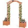 HOMASIS Arco per Rampicanti in Legno, Arco da Giardino con 2 Vasi, Pergolato da Giardino per Verdure, Decorazione per Patio, Cortile (Arancione, 185 x 45 x 201 cm)