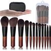 Jarade Pennelli Make Up Da Viaggio, Mini Set Pennelli Make Up Da Viaggio, 12 Pennelli Da Viaggio Make Up, Pennelli Trucco Da Viaggio，Vegano, Manico In Legno Con Setole Morbide