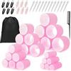HOTUT Bigodini Grandi Set,Set di 50 Bigodini Autoadesivi,4 Misure 24 Rulli per capelli per Volume,24 Clip,1 Pettini 1 Borsa Portaoggetti,Autoadesivi per Capelli Lunghi, Medi e Corti
