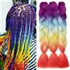 Gairyan Extension per Treccine Africane Extension Capelli Finti per Treccine Afro 60cm Ombre Kanekalon Treccia Capelli Sintetici Crochet Twist Jumbo Braids 3 Pezzi (Viola-Blu-Giallo-Arancione)